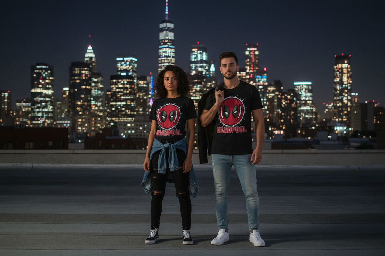 Deadpool Tee Night City Skyline